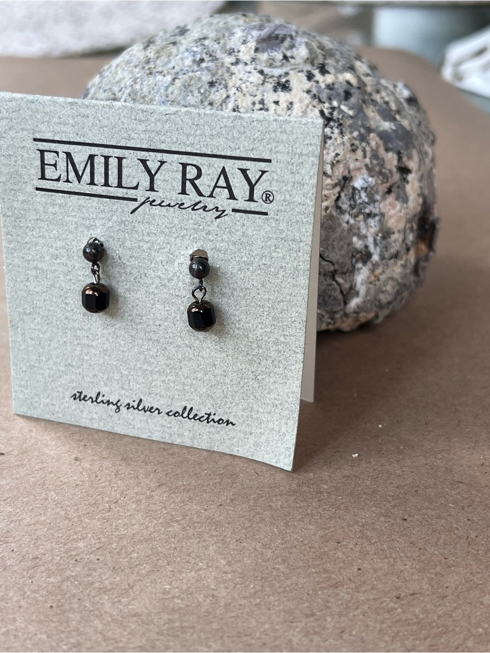 Emily Ray Black Bead Drop Earrings
